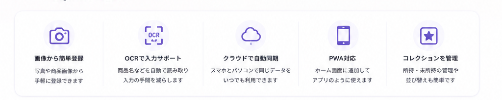 推しコレの主な機能